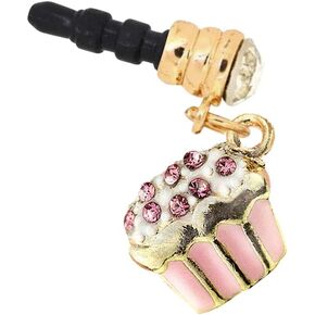 Cute Little Pink Crystal Cupcake Pendant Cell Phone Dust Plug Charm for iPhone Samsung Huawei ipad iPod Android Phone with 3.5mm Earphone Jack EP004 in Kuwait
