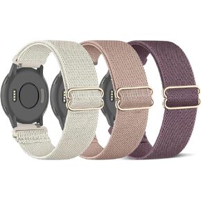 3 عبوات من أحزمة الساعات المصنوعة من النايلون القابلة للتمدد متوافقة مع Garmin Venu 2S/Venu 3S/Vivoactive 4S/Vivomove 3S، وأشرطة مطاطية بحلقة 18 مم لـ Garmin Forerunner 255S/Forerunner 265S للنساء والرجال in Kuwait