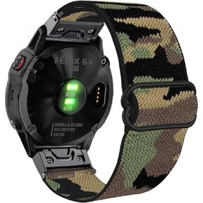 Abanen Elastic Fabric Watch Bands for Fenix 7X / Fenix 6X / Fenix 5X, 26mm Quick Dry Fit Soft Stretchy Nylon Wristband Strap for Garmin Fenix 6X Pro,Fenix 5X Plus,Enduro,Tactix Delta