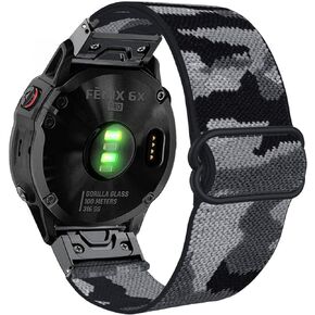 أربطة ساعة من القماش المرن من Abanen لـ Fenix ​​7X / Fenix ​​6X / Fenix ​​5X، 26 مم سريع الجفاف مناسب لحزام معصم من النايلون الناعم القابل للتمدد لـ Garmin Fenix ​​6X Pro، Fenix ​​5X Plus، Enduro، Tactix Delta