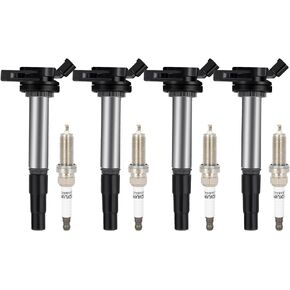 ECCPP UF619 4 ملفات إشعال مع 4 شمعات إشعال إيريديوم لتويوتا لكزس لسليل بريوس V Plug-In Corolla Matrix CT200H XD IM 2009 2010 2011 2012 2013 2014 2015 2016 2017 1.8L L4 UF-596