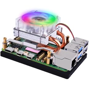 GeeekPi Low-Profile CPU Cooler for Raspberry Pi 5, 4-Pin Fan with Aluminum Heatsink for Raspberry Pi 5 8GB 4GB