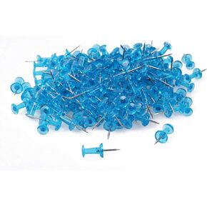 Tupalizy 200PCS Clear Plastic Push Pins Decorative Colored Map Thumb Tacks with Steel for Bulletin Cork Board and DIY Craft Home Office Use (Transparent Blue)