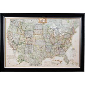 Craig Frames Wayfarer, Executive United States Push Pin Travel Map, Dark Brown Veneer Frame and Pins, 24 by 36-Inch