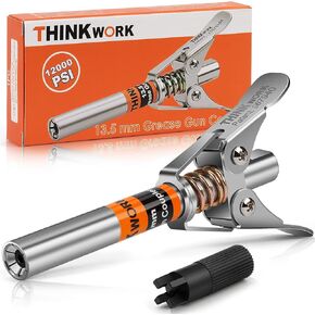 قارنة توصيل مسدس الشحوم من THINKWORK، ترقية الوصول الإضافي بمقبض مزدوج، قفل قوي على قارنات مسدس الشحوم، 12000 رطل لكل بوصة مربعة، مقرنة الشحوم سريعة الإصدار، متوافقة مع جميع مسدسات الشحوم 1/8 بوصة NPT تركيب مسدس الشحوم