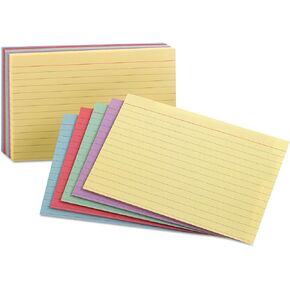 Oxford Ruled Index Cards, 3 X 5, Blue/violet/canary/green/cherry, 100/pack