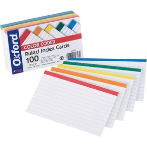 Oxford 4753 3 X 5 Color Coded Ruled Index Cards 100 Count