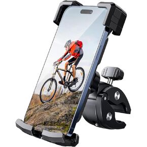 حامل هاتف للدراجة، حامل هاتف للدراجة النارية، قوي وآمن، تشغيل بيد واحدة، دوران 360 درجة، تقليل الاهتزاز، متوافق مع جميع سلاسل iPhone والهواتف المحمولة الأخرى مقاس 4.7 بوصة - 6.8 بوصة. in Kuwait