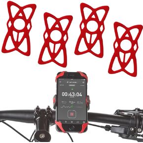 4 PCS Car Cell Phone Holder Fixed Strap, 3.93" x 2.36" Silicone Navigation Holder Anti-Fall Tether, Fastening Auxiliary Accessories, for Mountain Bikes, Bicycles, Motorcycles (Black #07)