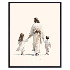 Jesus Christ Christian Wall Art & Decor - Religious Wall Decor - Kids Bedroom Baby Nursery Girls Boys Room - Jesus Wall Decor Poster Picture - spiritual Gifts - God Wall Art - Inspirational Home Decor