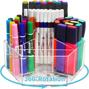 منظم أقلام الرصاص من الأكريليك، منظم إمداد فني يدور 360 درجة مع 7 مقصورات للأطفال، منظم أقلام تلوين متعدد السعة، علبة منظم لأقلام المدرسة والمكتب المنزلي in Kuwait