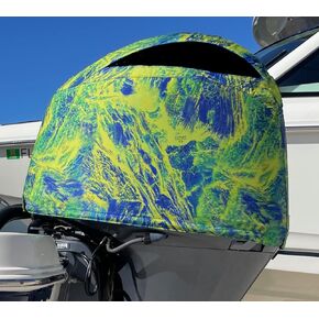 غطاء محرك القارب بفتحات تهوية من Koverz متوافق مع Yamaha 2.8L 4-cyl F150 F175 F200 - Realtree Aspect Mahi