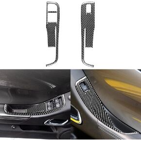 NVCNX Real Premium Carbon Fiber Compatible with Chevrolet/Chevy Camaro 2010 2011 1SS 2SS 1LT 2LT 1LS 2LS SS LT LS Coupe Door Side Window Lift Switch Panel Cover Trim Interior Accessories 2PCS Black