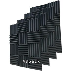 48 Pack Black12 "X 12 "X2" Acoustic Panels Studio Soundproofing Foam Wedge Tiles