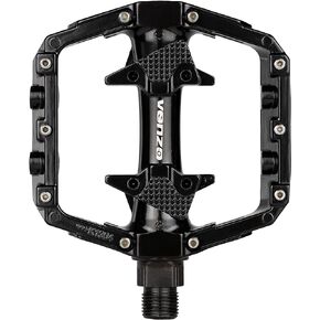Venzo Flat Mountain BMX MTB Aluminum Bike Sealed Bearing Pedals - Large Bicycle Platform Pedals 9/16" with Anti-Skid Anti-Slip Nail