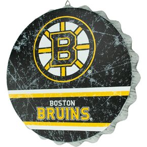 Boston Bruins 13" Jumbo Metal Distressed Bottle Cap Wall Sign – Limited Edition FOCO Boston Bruins Sign – Represent the NHL and Show Your Team Spirit with Officially Licensed Boston Bruins College
