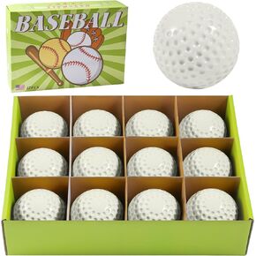 12 Pack Yellow Dimpled Baseballs - Training Ball Practice Baseball - 9 inch Pitching Machine Baseballs - Perfect for Pitching, Hitting, Batting, and Fielding