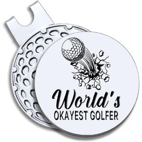World's Okayest Golfer Golf Ball Marker with Magnetic Hat Clip, Funny Golf Gift for Men Woman