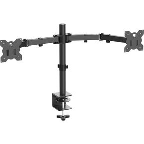 SHW Fully Adjustable Monitor Arm, Dual Monitor Desk Mount, Fits Flat Curved Comptuer Monitors up to 27 Inches, 7 to 17,6lbs, VESA 75x75mm or 100x100mm, Black in Kuwait