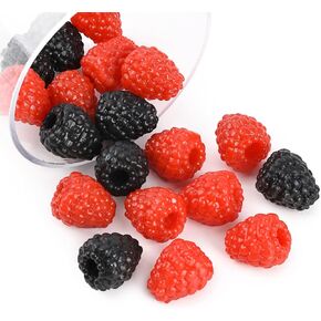 20Pcs Artificial Raspberry Fake Simulation Fruit Lifelike Raspberries for Wedding Table Centerpieces Basket Display Home Kitchen Decor Photography Props