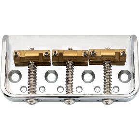 Musiclily Ultra 54mm(2-1/8 inch) Vintage Short Tele Bridge with Solid Aluminum Plate Brass Compensated 3-Saddle for Telecaster Style Electric Guitar, Chrome