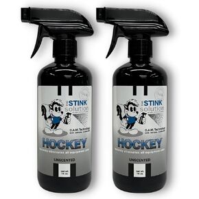 Unscented Hockey Odor Eliminator: Quickly Banish Sweat, Must, & Odors From Your Skates, Jerseys, Pads, Duffel Bags, & More! 100% Safe Formula for All Materials - 2 16oz Bottles