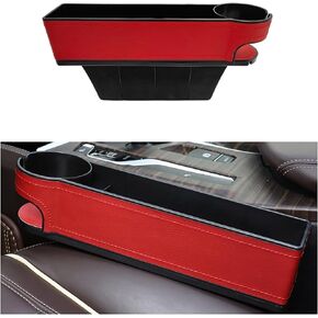 Car Seat Gap Filler Organizer, Leather Front Seat Organizer with Cup Holder, Multifunctional Auto Console Side Storage Box for Holding Phones Wallets, Car Accessories (Beige for 2 Sides)