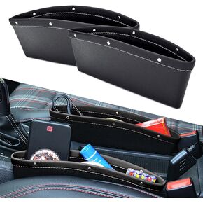2 PCS Car Gap Storage Box, Universal Car Pocket Organizer, Adjustable Car Gap Filler, Car Seat Storage Box Store Keys, Glasses, Coins, Phones (Black)