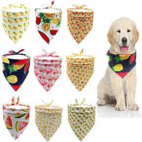 6 Pcs Dog Bandana Fruit Pattern Reversible Triangle Bibs Scarf Accessories for Small Dogs Cat Pet(Small)