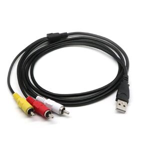 USB to RCA Cable, 5 FT USB Male to RCA Male Jack Splitter Audio Video Cable, 3RCA Cord to Connect AV Adapter for TVs and USB-Enabled PC HDTV DVD Computers Smart Phones and More USB Decices