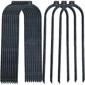 Heavy Rebar Trampoline Wind Stakes with Flat Welded Head,10’’x3’’x0.32’’ Wind Stake,Safety Ground Anchor for Securing Trampoline, Tents, Fences, Tarps, Garden Cloth, Hoses and More (8)