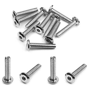 MroMax M6x90mm Flat Head Hex Socket Cap Screws,Carbon Steel Countersunk Connector Screws for Furniture Bed Chairs 3D Printer Silver 10pcs