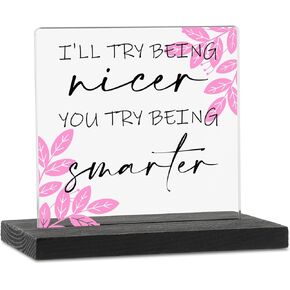 Funny Office Desk Decor Sign, Humorous Cubicle Decor Clear Desk Decorative Sign, Sarcastic Fun Office Home Work Gifts for Women Coworkers Employees Boss Friend, Hilarious Acrylic Plaque TZU60