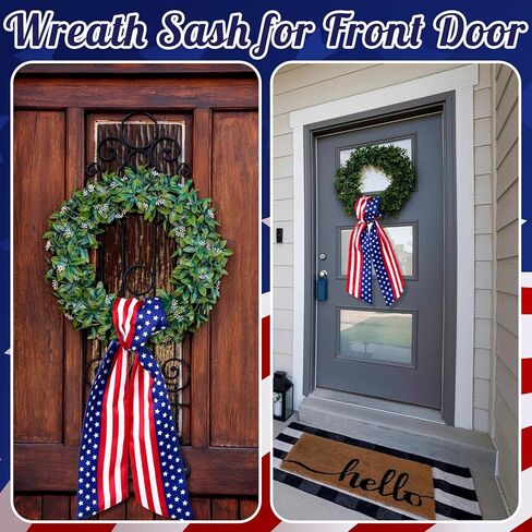 2 Pcs Wreath Sash for Front Door Wreath Sash Wreath Accessories for Embroidery Monogram Outdoor Indoor Party Yard Doorway 4.5" W x 56" L(Blue,Chinoiserie) in Saudi Arabia