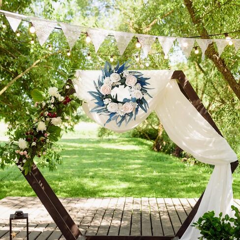 IUIBMI Spring Wreath with Malachite Blue Leaves and Silk Roses Flowers, Artificial Door Wreaths Swag for Front Door, Artificial Flower Wreath for Lintel Wall Window Wedding Arch Party Home Decor in Saudi Arabia