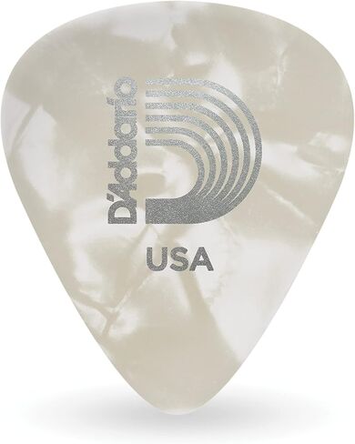 D'Addario Accessories White Pearl Celluloid Guitar Picks, 10 pack, Medium in Saudi Arabia