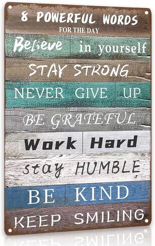 ملهمة القصدير تسجيل جدار ديكور فني، خمر القصدير المعدني ملهمة اقتباسات إيجابية جدار الفن للمنزل الحمام مكتب مزرعة 12x8 بوصة in Kuwait