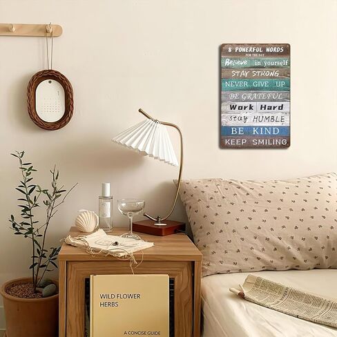 ملهمة القصدير تسجيل جدار ديكور فني، خمر القصدير المعدني ملهمة اقتباسات إيجابية جدار الفن للمنزل الحمام مكتب مزرعة 12x8 بوصة in Kuwait