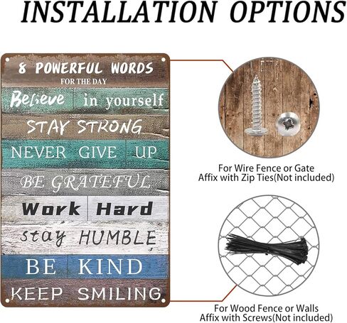 ملهمة القصدير تسجيل جدار ديكور فني، خمر القصدير المعدني ملهمة اقتباسات إيجابية جدار الفن للمنزل الحمام مكتب مزرعة 12x8 بوصة in Kuwait