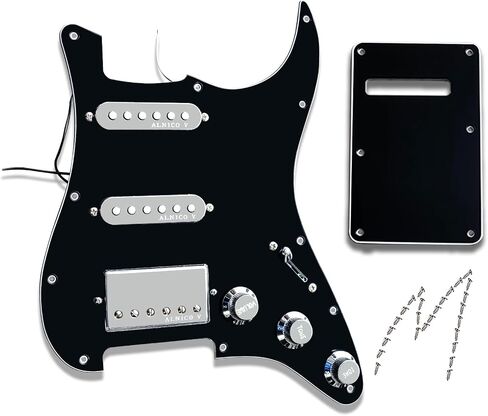 Pickguard Prewired Alnico V Magnets SSH Pickups, Punk Rock Pickups Fit Most Electric Guitars with 11 Mounting Holes, Awesome Look Pick Guard Great for Decorating Guitars, Black in Saudi Arabia