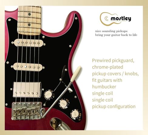 Pickguard Prewired Alnico V Magnets SSH Pickups, Punk Rock Pickups Fit Most Electric Guitars with 11 Mounting Holes, Awesome Look Pick Guard Great for Decorating Guitars, Black in Saudi Arabia