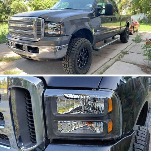 ECCPP مجموعة مصابيح أمامية لفورد لـ F-250/لـ F-350 2005-2007 لفورد سوبر ديوتي لـ F-250/لـ F-350/لـ F-450 2005-2007 المصابيح الأمامية الجانبية للسائق والركاب in Saudi Arabia