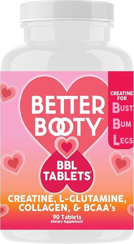أقراص Better Booty BBL - الكرياتين لتحقيق مكاسب الغنيمة وبناء العضلات، مكمل بناء الغلوت للنساء مع الكرياتين مونوهيدرات، L-Glutamine، الكولاجين، وBCAA's (90ct) in Saudi Arabia