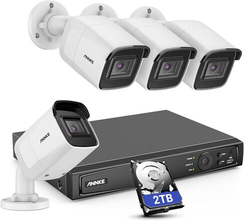 ANNKE H800 4K PoE Security Camera System 8CH H.265+ NVR with 2TB Hard Drive for 7/24 Recording, AI Human/Vehicle Detection, 4X 8MP Outdoor Bullet IP Cam, 4mm Lens, IP67, Smart Dual Light, Built-in Mic in Saudi Arabia