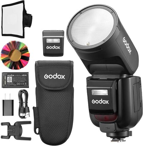 فلاش كاميرا GODOX V1Pro N مستدير الرأس 2.4G X لاسلكي HSS 76Ws E-TTL Li-ion مستدير الرأس Speedlight مع فلاش خارجي SU-1 لنيكون (V1Pro-N) in Saudi Arabia