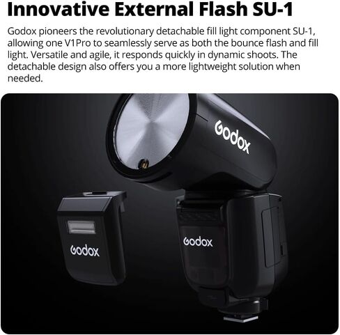 فلاش كاميرا GODOX V1Pro N مستدير الرأس 2.4G X لاسلكي HSS 76Ws E-TTL Li-ion مستدير الرأس Speedlight مع فلاش خارجي SU-1 لنيكون (V1Pro-N) in Saudi Arabia