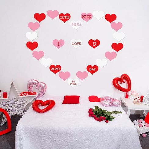 Lucleag Big Heart Cutouts for Bulletin Board Decorations, 3 Size Red Heart Shape Paper Cutouts Heart Cut Outs for Valentine’s Day Crafts Wedding Anniversary Party Decorations, 35PCS in Saudi Arabia