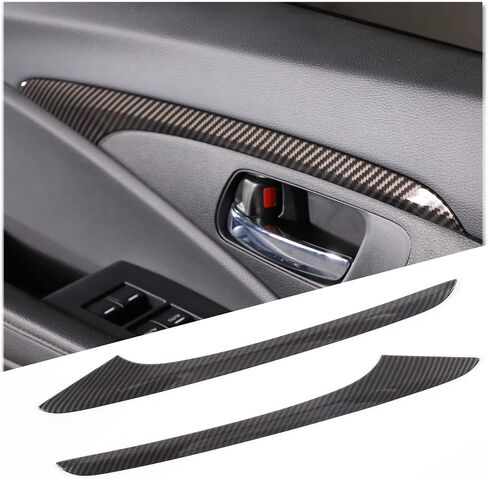قطعتان من غطاء شريط تزيين الباب الأمامي الداخلي لسيارة Honda Pilot 2016 2017 2018 2019 2020 2021 2022، ملحقات حماية ملصق لوحة الباب الداخلي للسيارات ABS، (نمط ألياف الكربون) in Kuwait
