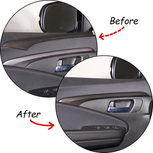 قطعتان من غطاء شريط تزيين الباب الأمامي الداخلي لسيارة Honda Pilot 2016 2017 2018 2019 2020 2021 2022، ملحقات حماية ملصق لوحة الباب الداخلي للسيارات ABS، (نمط ألياف الكربون) in Kuwait