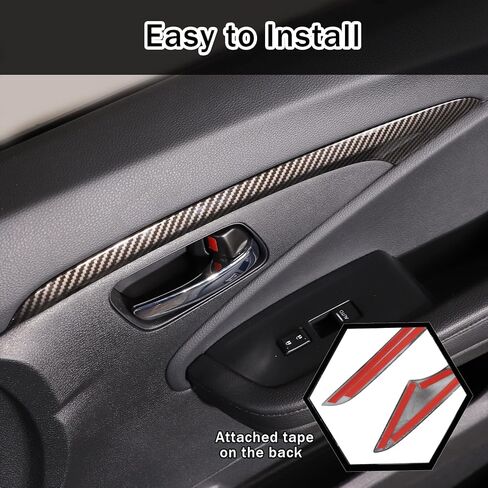 قطعتان من غطاء شريط تزيين الباب الأمامي الداخلي لسيارة Honda Pilot 2016 2017 2018 2019 2020 2021 2022، ملحقات حماية ملصق لوحة الباب الداخلي للسيارات ABS، (نمط ألياف الكربون) in Kuwait